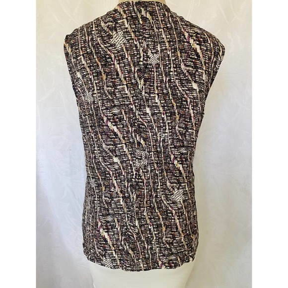 Escada Silk Top Blouse sleeveless Fringe Ruffle Multi Color Button Front… - Picture 2 of 9